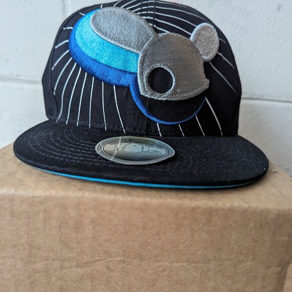 Deadmau5 Embroidered Blue Black Cap Hat Wide Flat Bill Adjustable - Picture 5 of 8